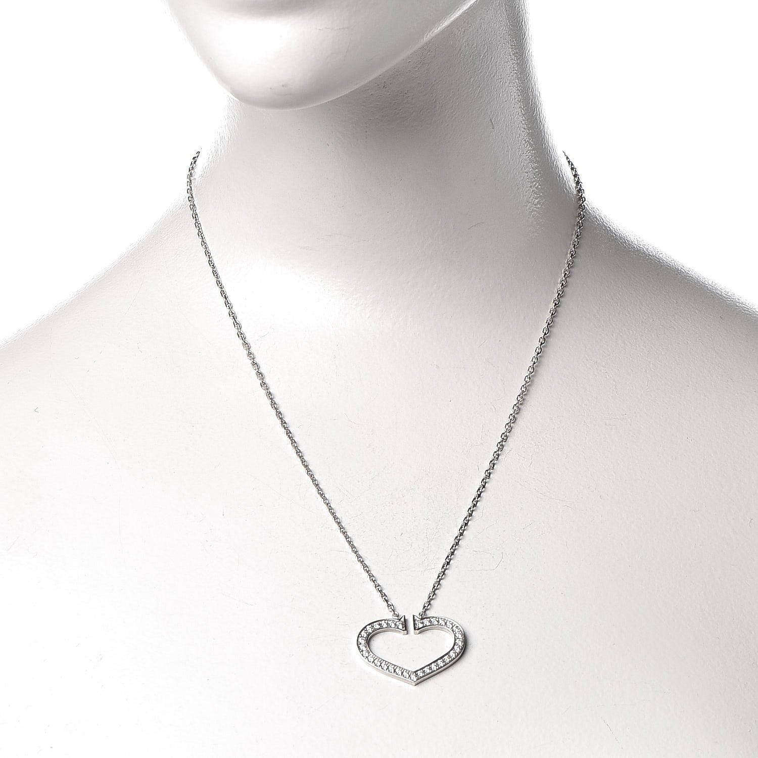 Cartier 18K White Gold Diamond Large Hearts and Symbols Pendant Necklace 2 of 8