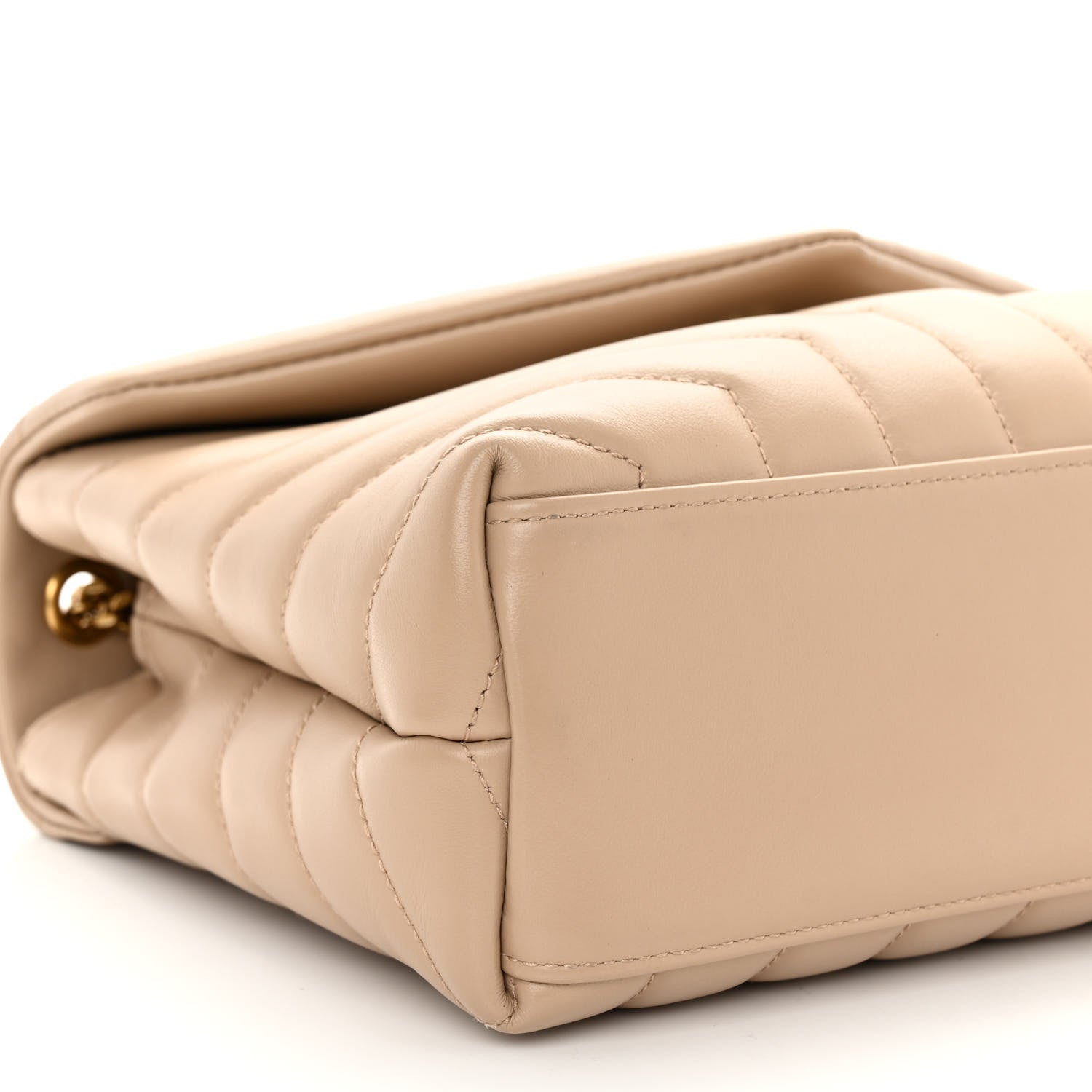 Saint Laurent Calfskin Y Quilted Monogram Small Loulou Chain Satchel Dark Beige 8 of 9