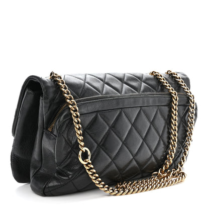 Chanel Calfskin Quilted Medium CC Crown Flap Black 3 of 16