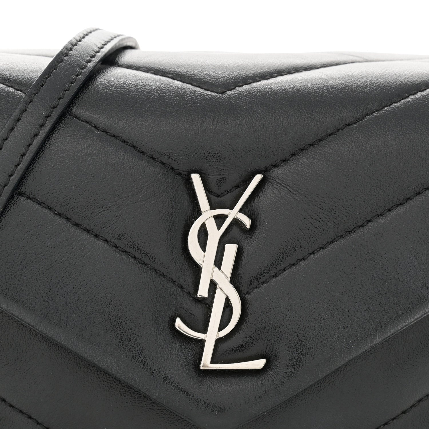 Saint Laurent Calfskin Y Quilted Monogram Toy Loulou Crossbody Bag Black 8 of 15