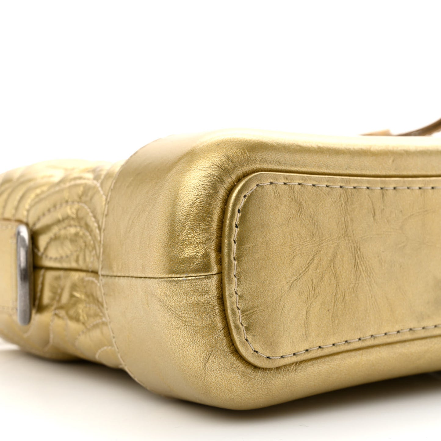 Metallic Aged Calfskin CC Quilted Small Gabrielle Hobo Gold