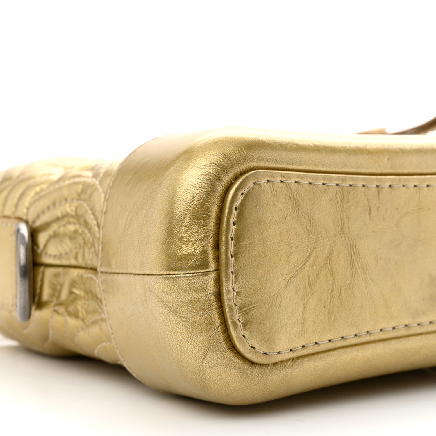 Chanel Metallic Aged Calfskin CC Quilted Small Gabrielle Hobo Gold 9 of 14