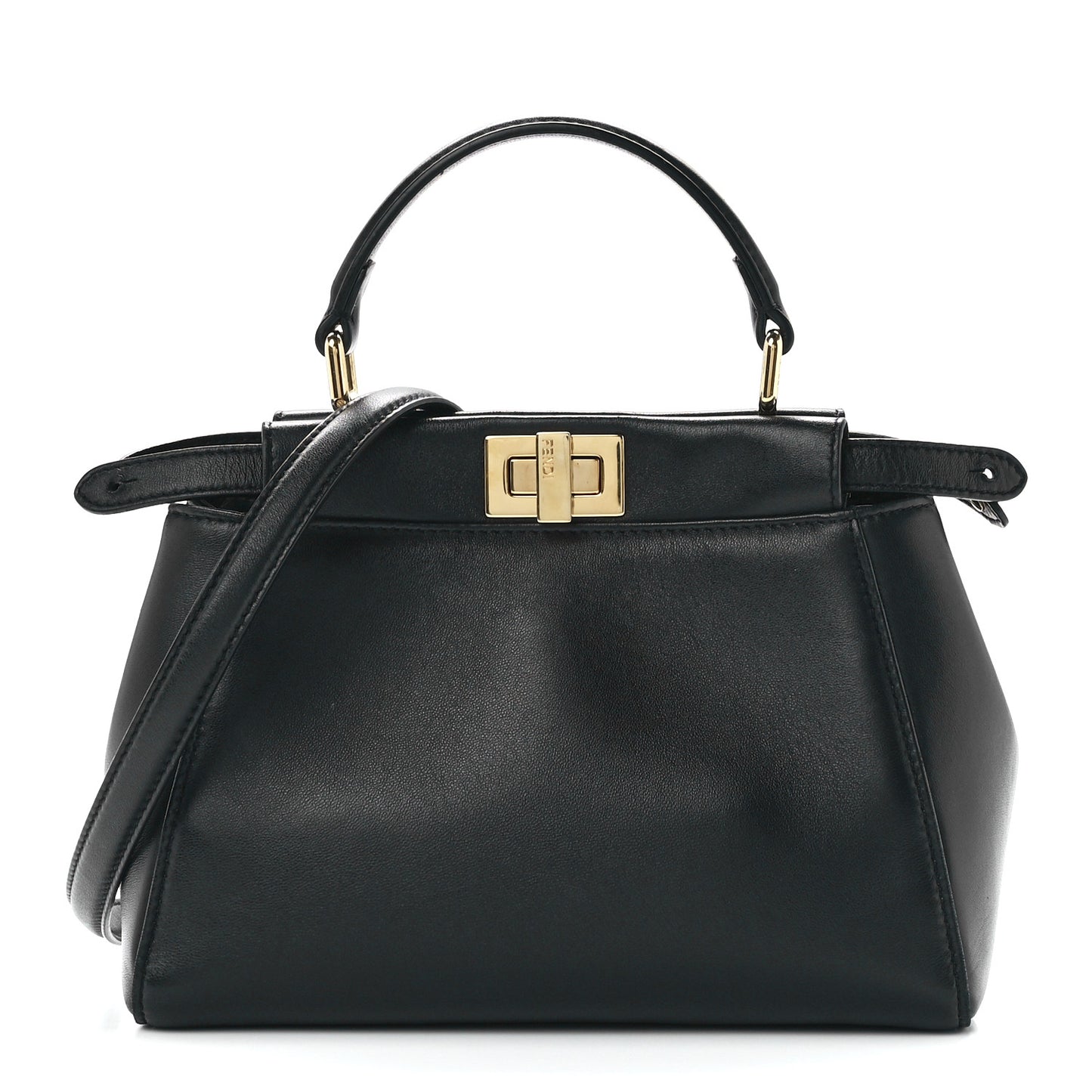 Nappa Stacked Bar Mini Peekaboo Iconic Satchel Black