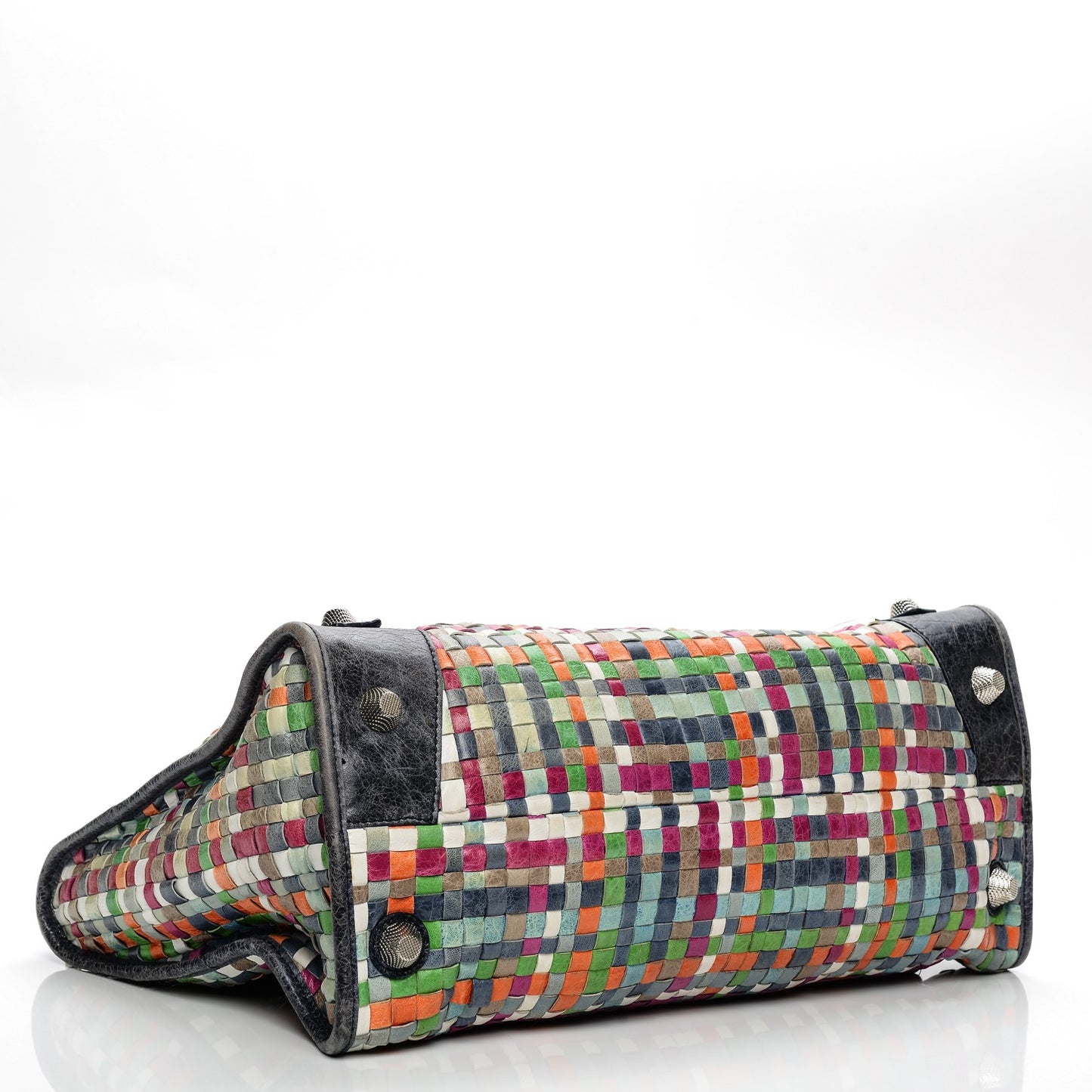 Agneau Lattice Woven Giant 21 Silver Hardware Work Multicolor Officier