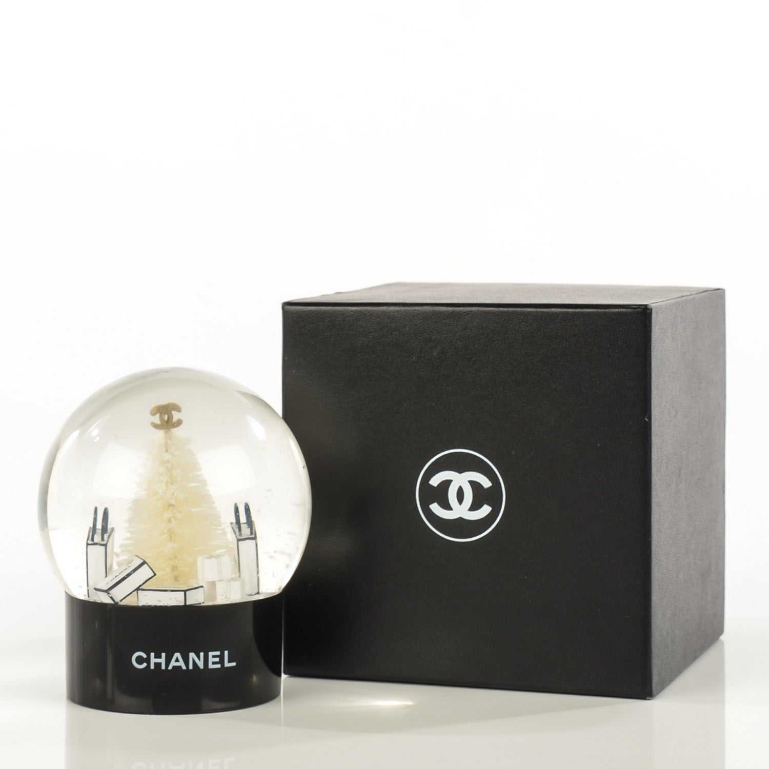 Chanel Glass Small Christmas Tree Shopping Bag Snow Globe 4 of 4