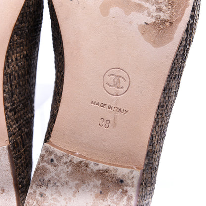 Chanel Tweed Metallic Lambskin CC Cap Toe Ballerina Flats 38 Gold 12 of 15