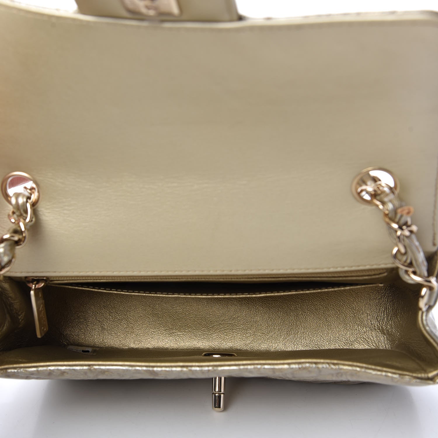 Chanel Patent Metallic Crumpled Calfskin Chevron Quilted Mini Rectangular Flap Gold 5 of 11
