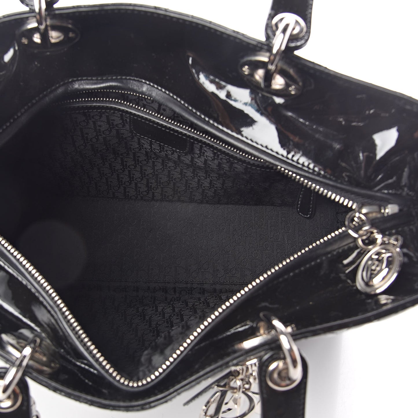 Patent Cannage Large Lady Dior Black