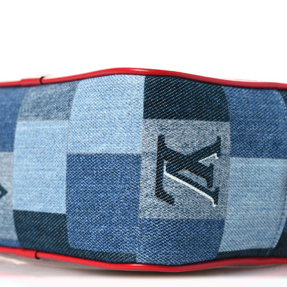 Louis Vuitton Denim Damier Monogram Patchwork PVC Beach Pouch Blue Rouge 9 of 9