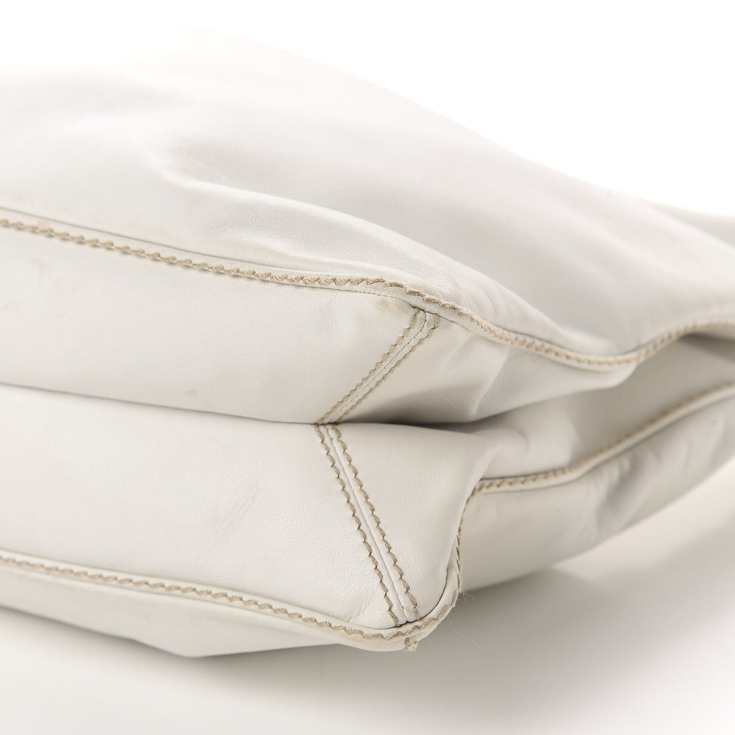 Smooth Lambskin Braided Hobo White