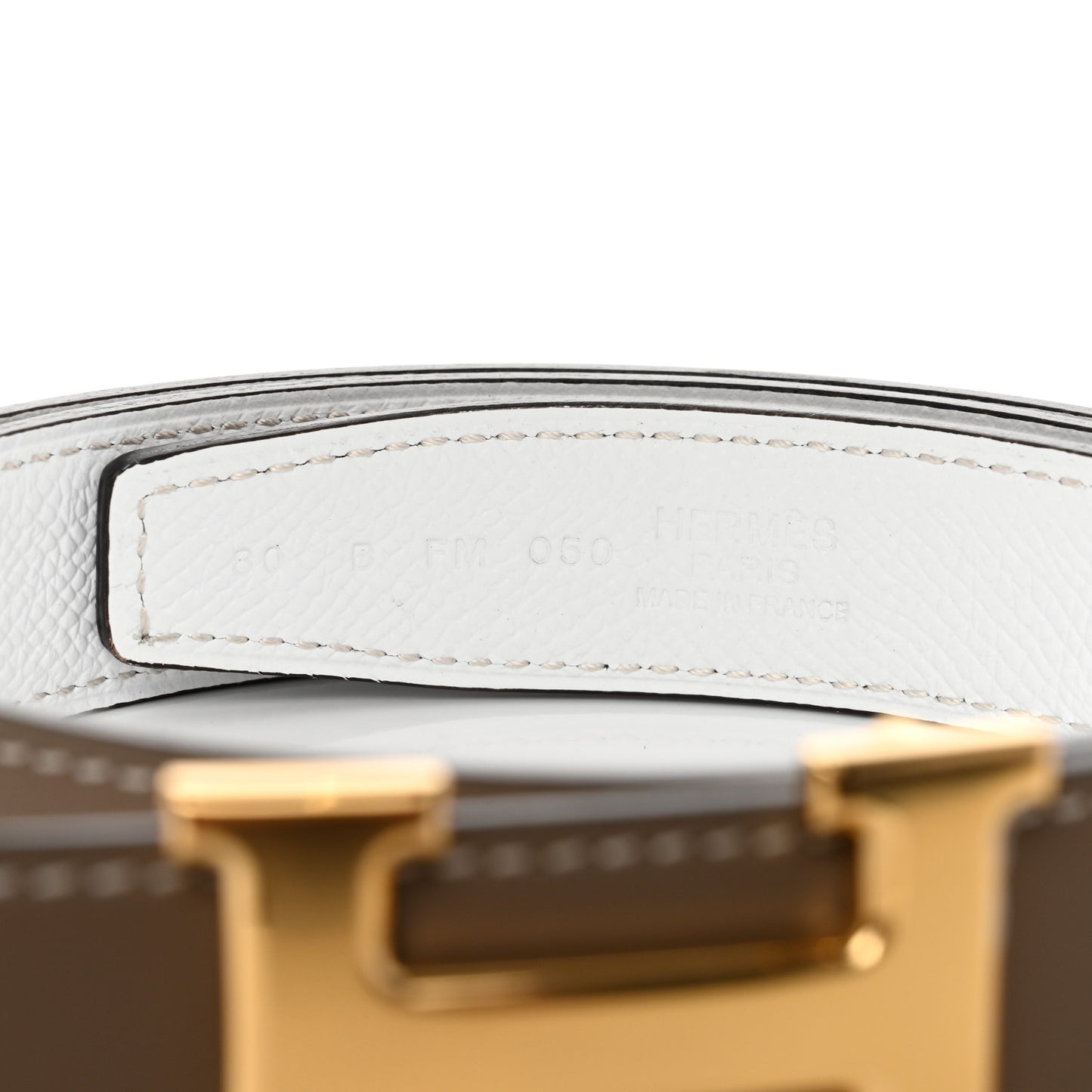 Swift Epsom 24mm Mini H Belt 80 32 Etoupe White