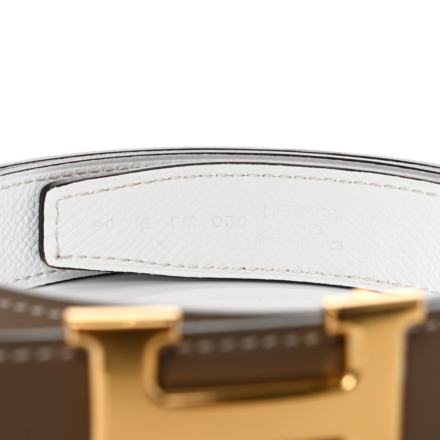 Hermes Swift Epsom 24mm Mini H Belt 80 32 Etoupe White 3 of 7