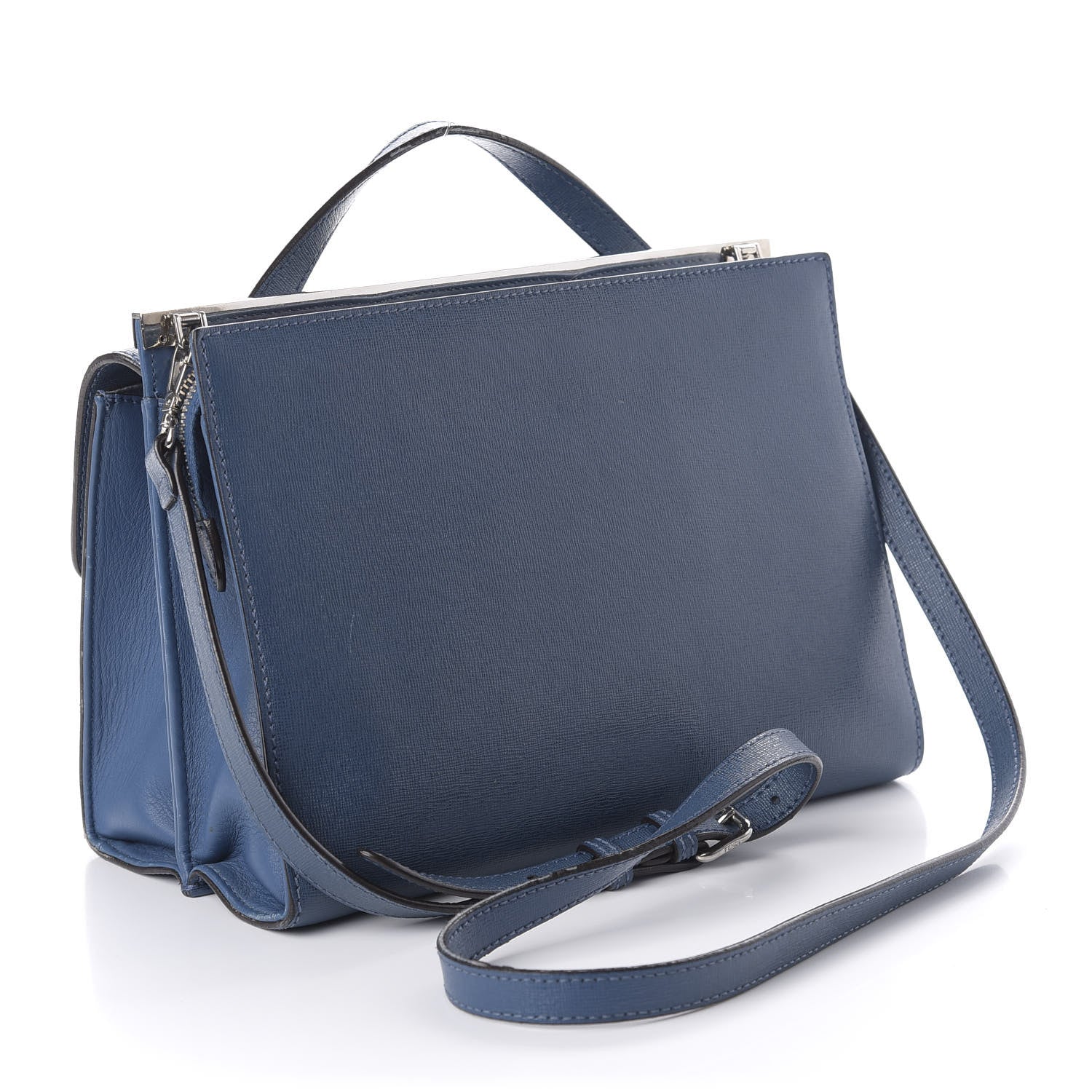 Fendi Vitello Elite Flamingo Demi Jour Shoulder Bag Blue 3 of 15