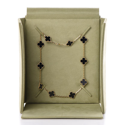 Van Cleef & Arpels 18K Yellow Gold Black Onyx 10 Motifs Vintage Alhambra Necklace 8 of 8