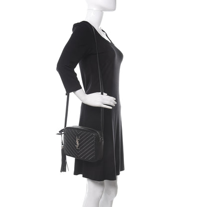 Saint Laurent Calfskin Studded Matelasse Monogram Lou Camera Bag Black 2 of 9