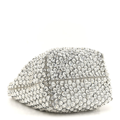Valentino Garavani Satin Rhinestone Embellished Small Carry Secrets Bucket Bag Silver 4 of 10