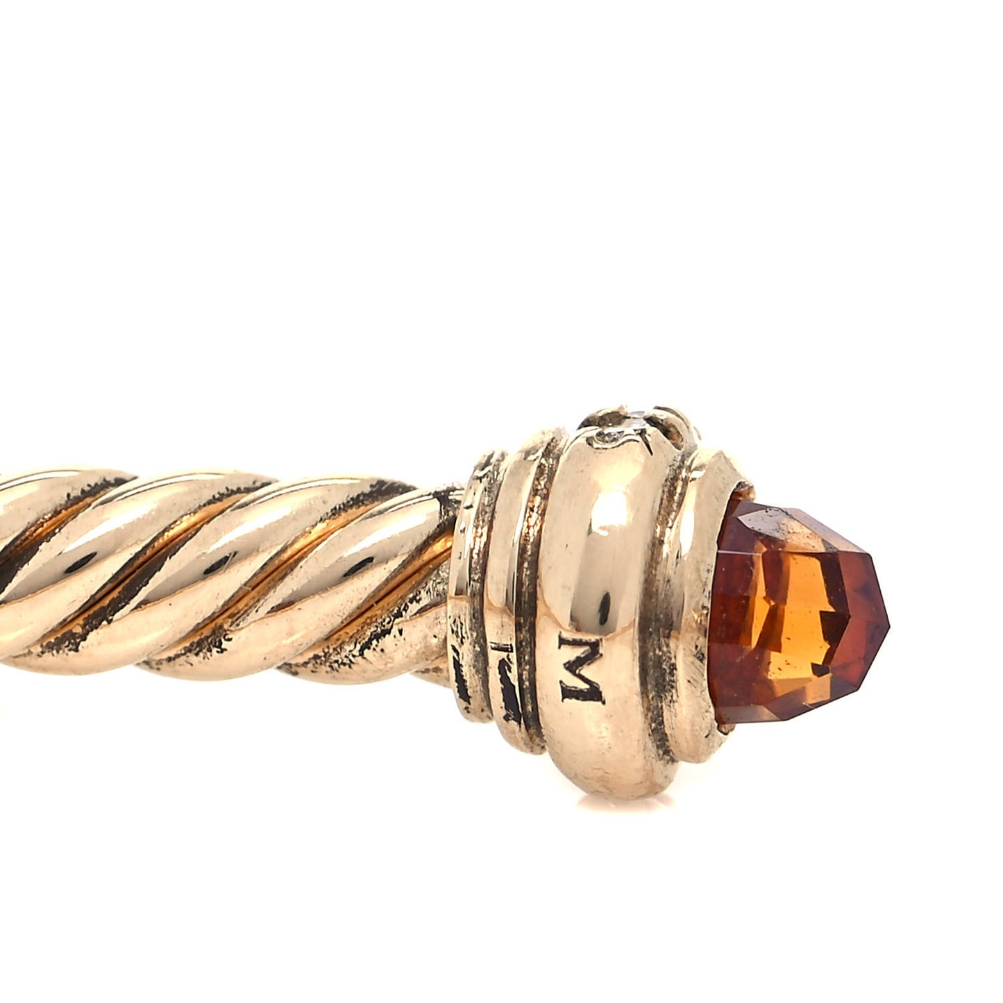 18K Yellow Gold Diamond Citrine 3mm Cablespira Bracelet