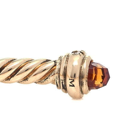 David Yurman 18K Yellow Gold Diamond Citrine 3mm Cablespira Bracelet 5 of 5