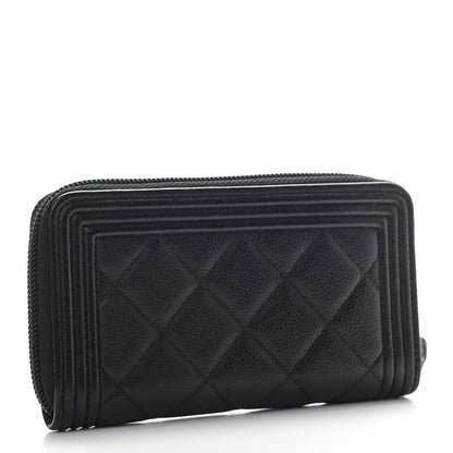 Chanel Caviar Quilted Small Boy Zip Around Wallet Black 2 of 8