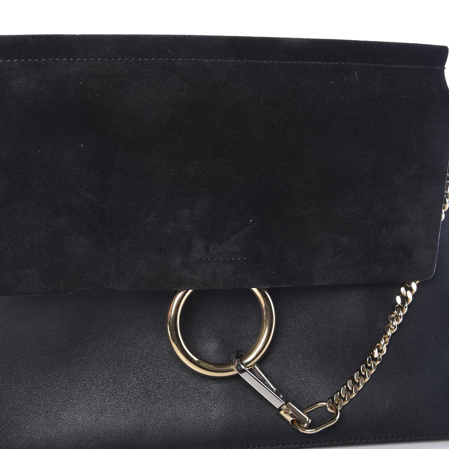 Suede Calfskin Medium Faye Shoulder Bag Black