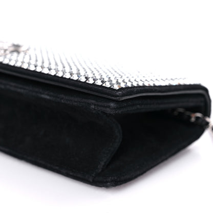 Chanel Crystal Suede Chain Evening Clutch Black Silver 8 of 17
