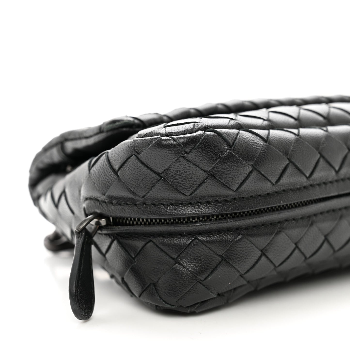 Nappa Intrecciato Mini Chain Messenger Black