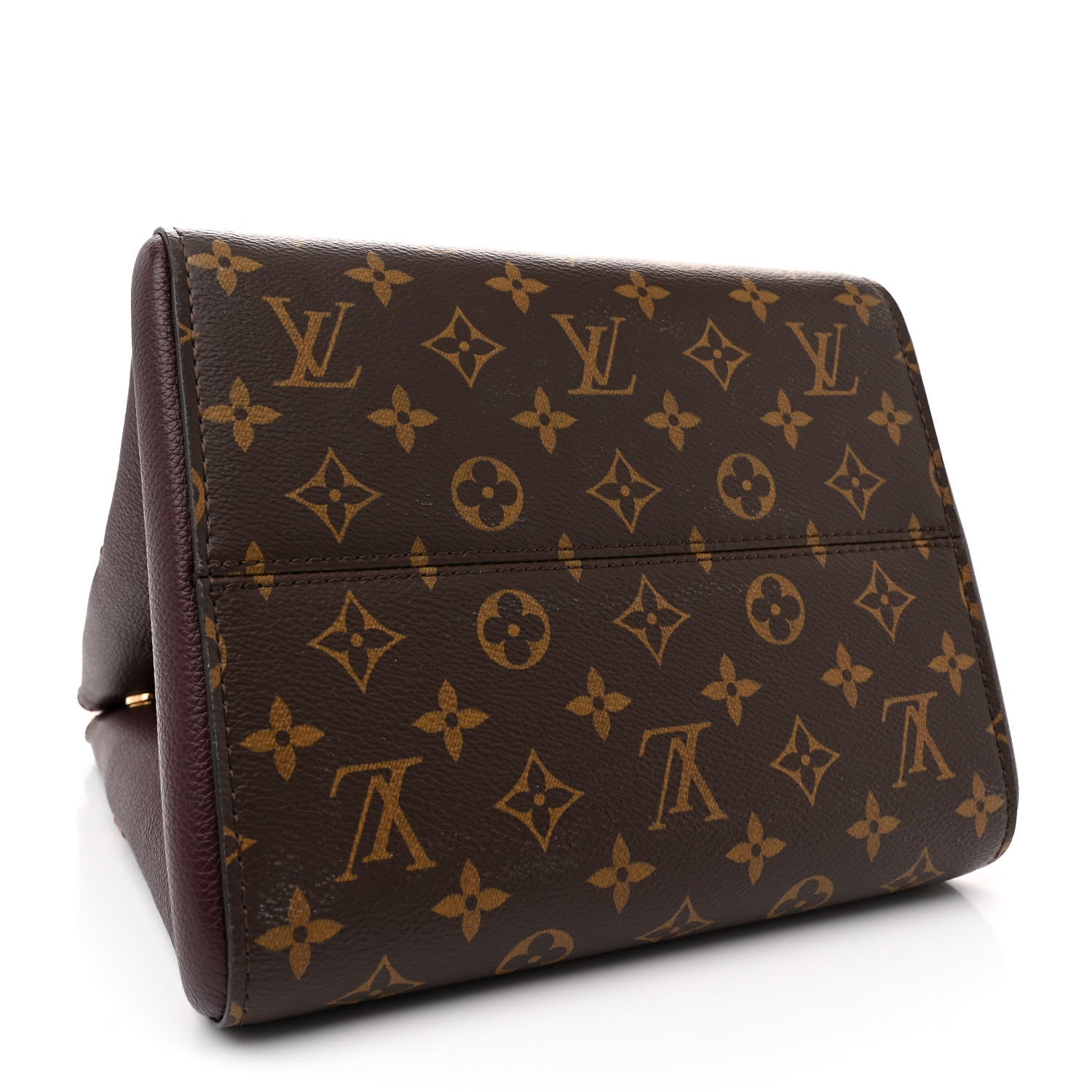 Louis Vuitton Calfskin Monogram Fold Tote MM Black Wine Cream 4 of 10