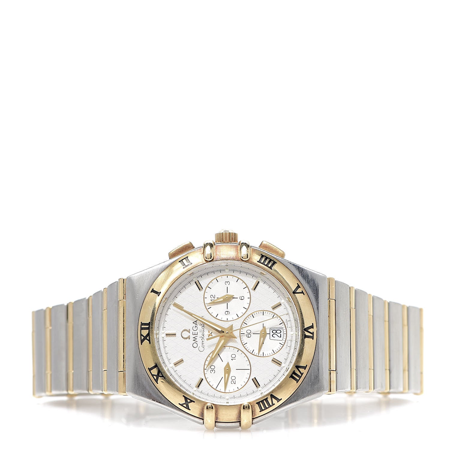 Omega Stainless Steel 18K Yellow Gold 37mm Constellation Chronograph Quartz Watch White 1242.30.00 3 of 6