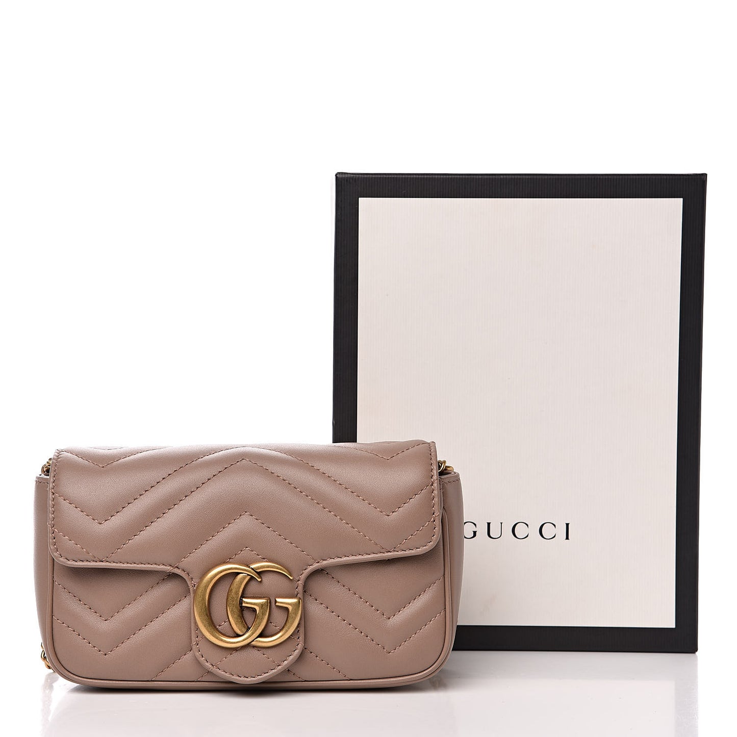 Calfskin Matelasse Super Mini GG Marmont Shoulder Bag Porcelain Rose