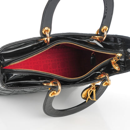 Christian Dior Patent Cannage Large Lady Dior Black 5 of 7