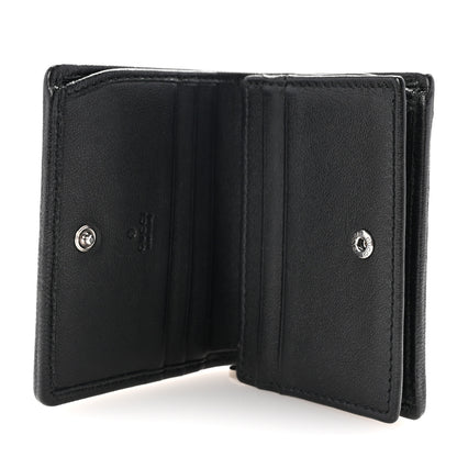Gucci Sakai Be Green Calfskin Diagonal Stitched Blondie Card Case Wallet Black 5 of 8