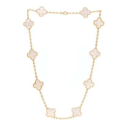 Van Cleef & Arpels 18K Yellow Gold Mother of Pearl 10 Motifs Vintage Alhambra Necklace 3 of 6