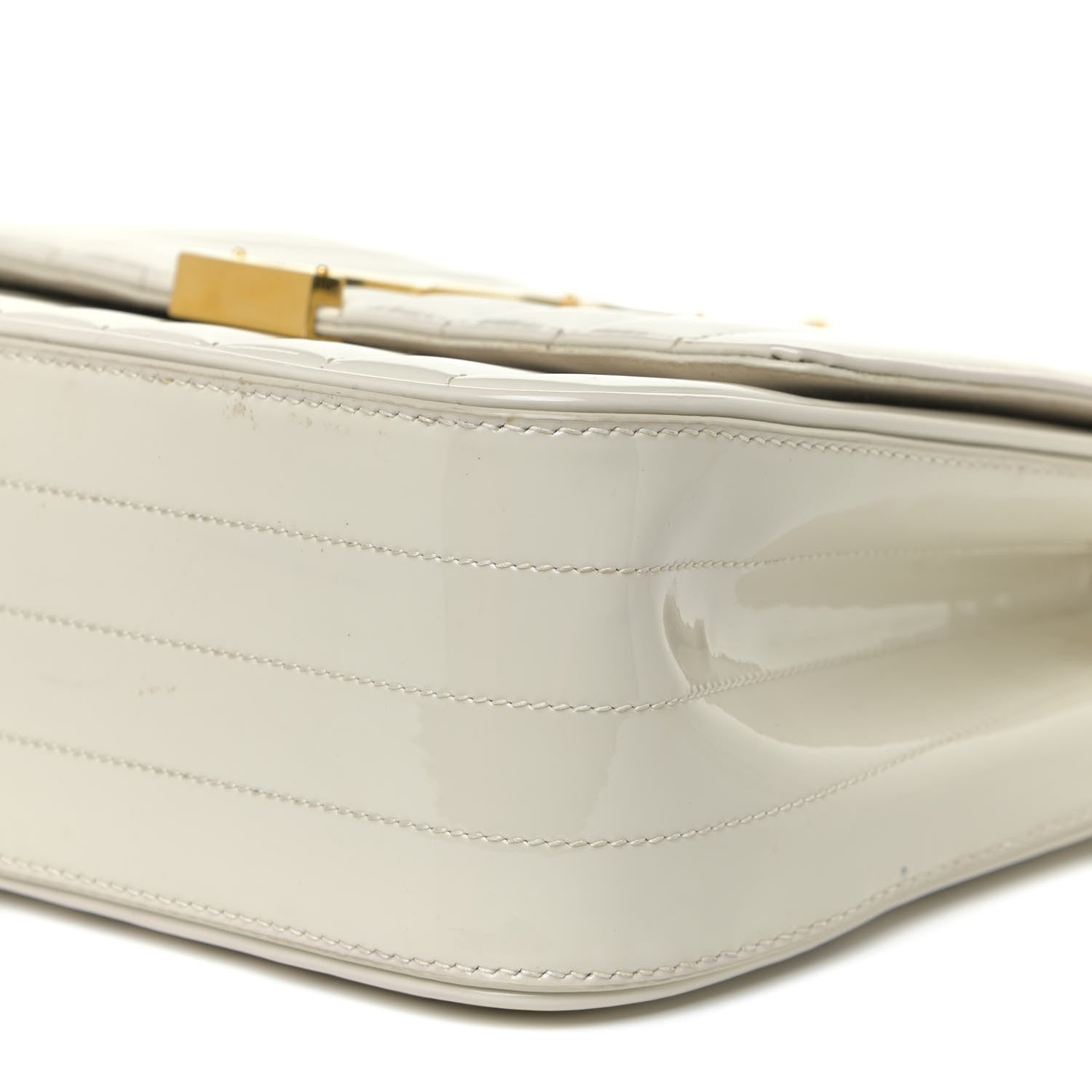 Saint Laurent Patent Matelasse Monogram Large Vicky Chain Bag White 6 of 26