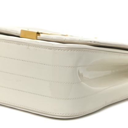 Saint Laurent Patent Matelasse Monogram Large Vicky Chain Bag White 6 of 26