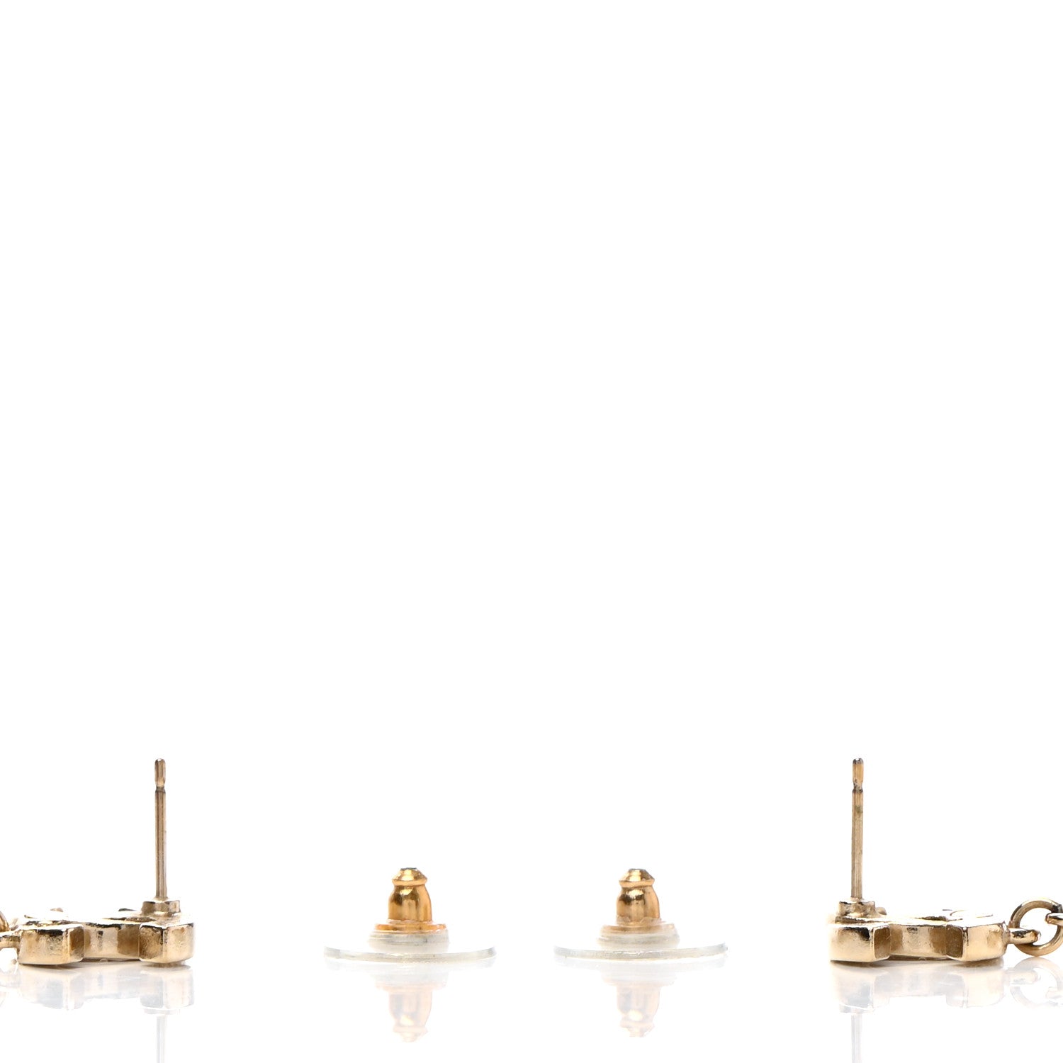 Chanel Crystal Pearl CC Long Drop Earrings Gold 3 of 4