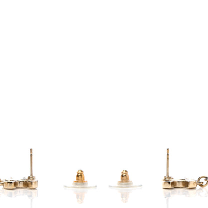 Chanel Crystal Pearl CC Long Drop Earrings Gold 3 of 4