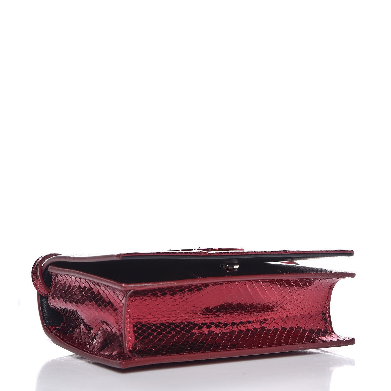 Saint Laurent Metallic Snakeskin Monogram Toy Kate Strap Wallet Cherry 4 of 6
