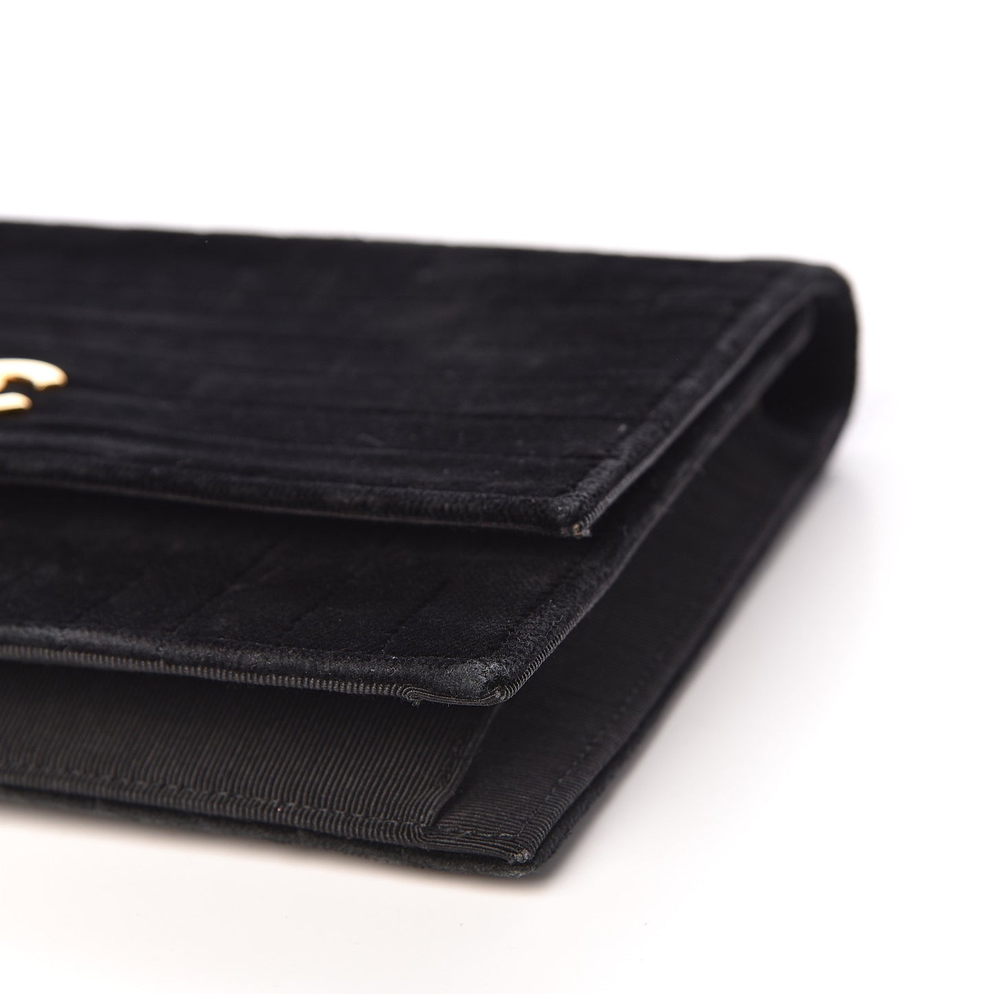 Velvet Vertical Horizontal Quilt Single Flap Black
