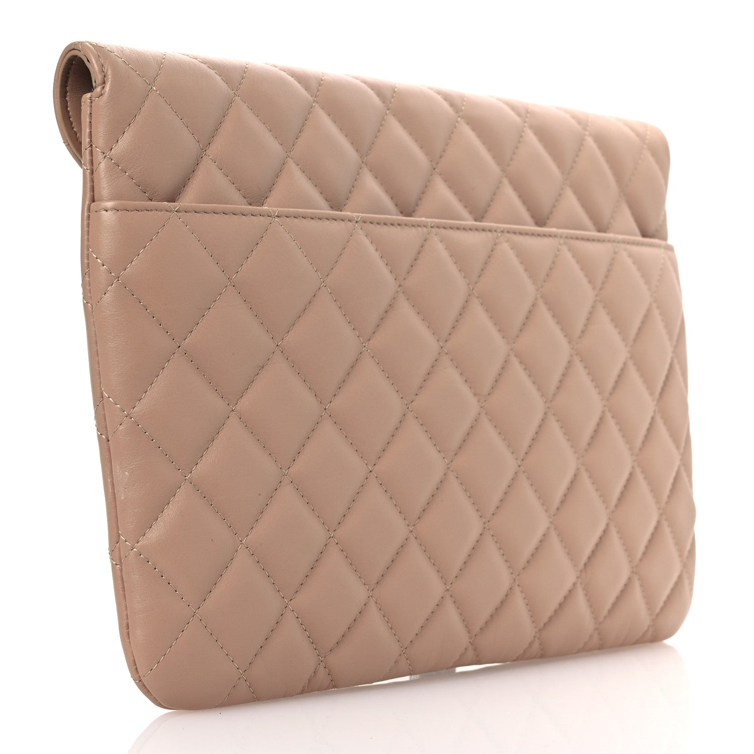 Chanel Calfskin Quilted Logo Flap Case Beige 3 of 15