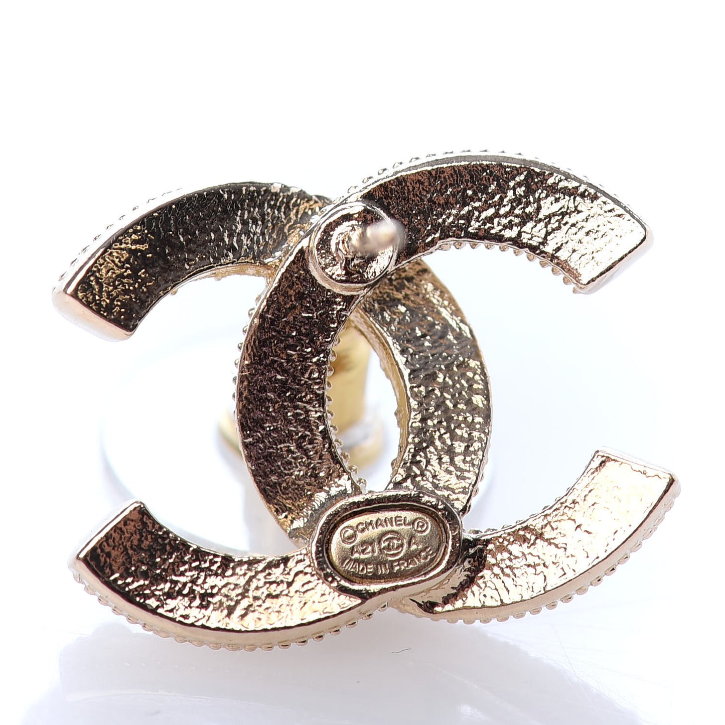 Pearl Crystal CC Earrings Gold