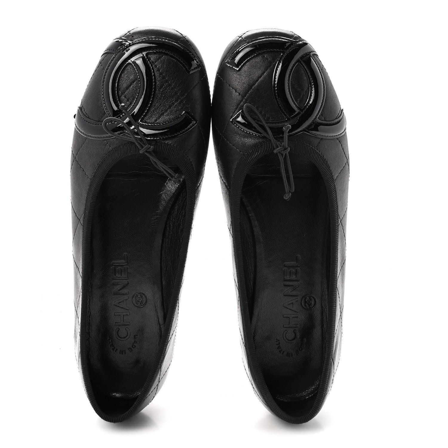 Chanel Lambskin Quilted Cambon Ballerina Flats 36 Black 2 of 9