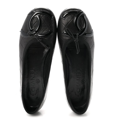 Chanel Lambskin Quilted Cambon Ballerina Flats 36 Black 2 of 9