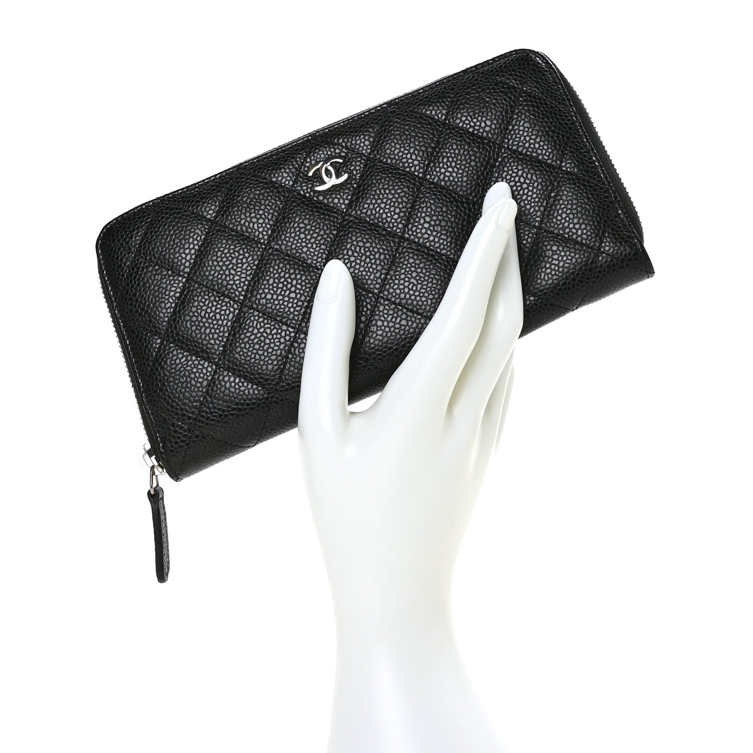 Chanel Caviar Quilted Large Gusset Zip Around Wallet Black 2 of 9