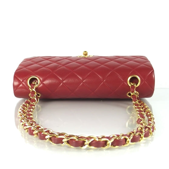 Lambskin Quilted Double Flap Red