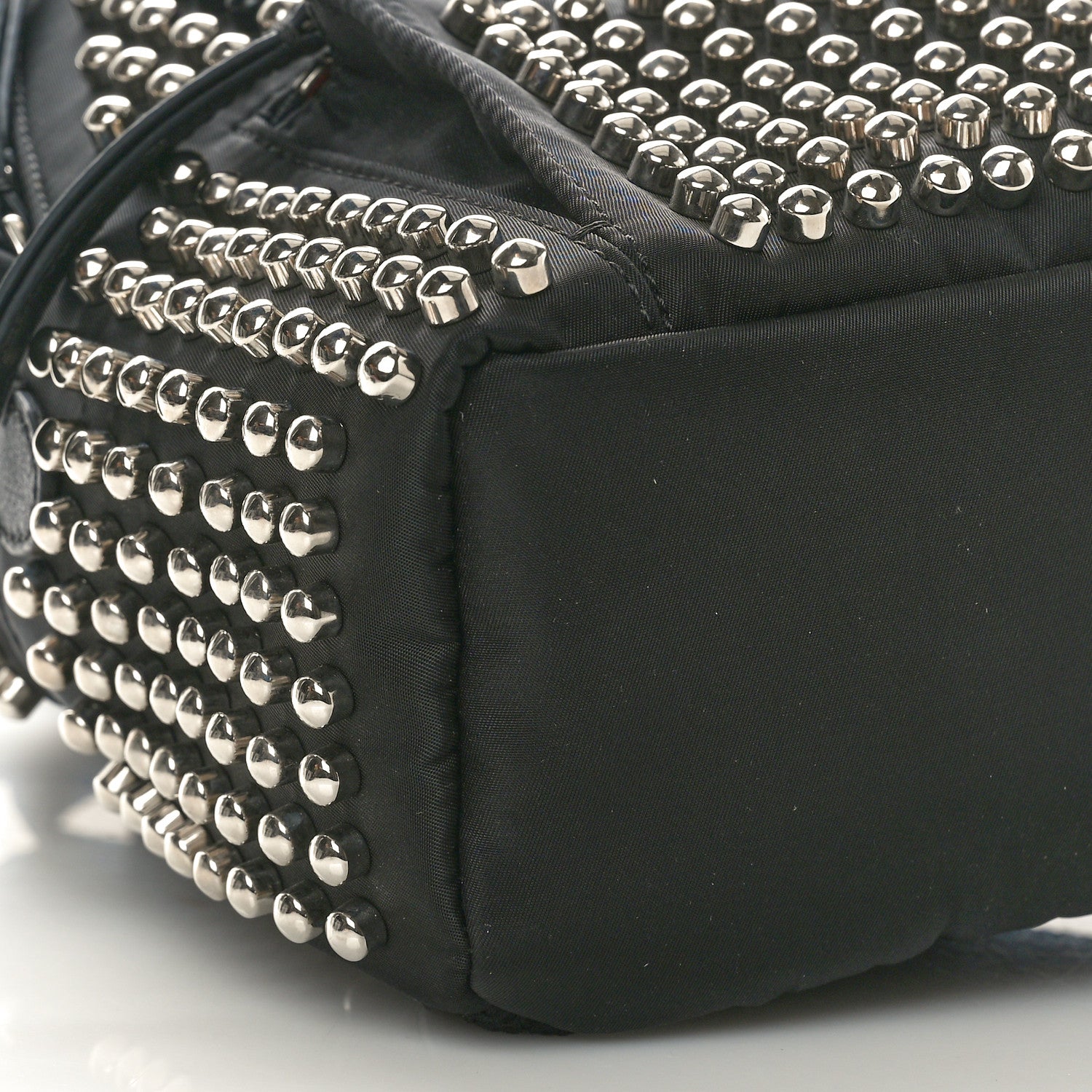 Fendi Nylon Vitello Dolce Studded Monster Mini Backpack Black 9 of 10