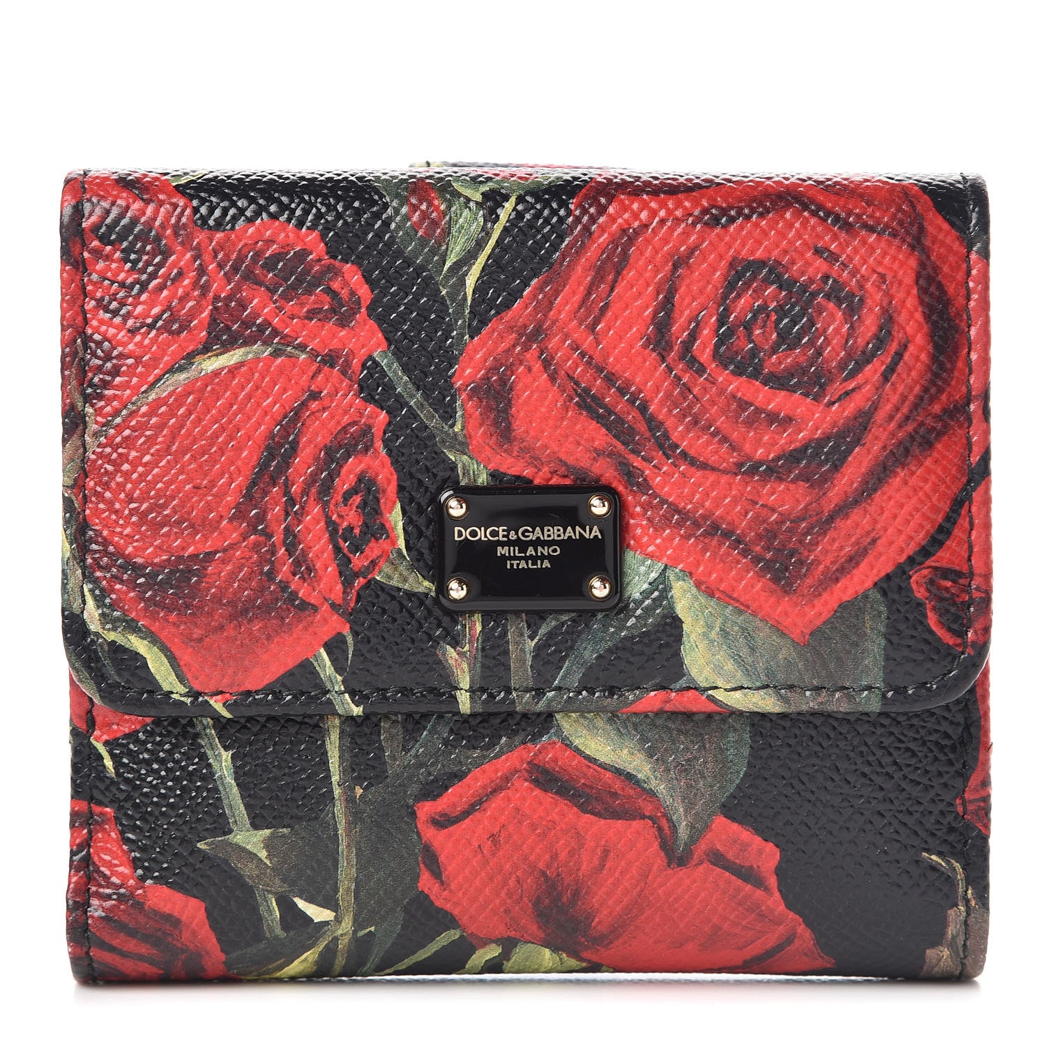 Dolce & Gabbana Dauphine Rose Print French Flap Wallet Multicolor 1 of 8