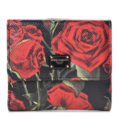 Dolce & Gabbana Dauphine Rose Print French Flap Wallet Multicolor 1 of 8