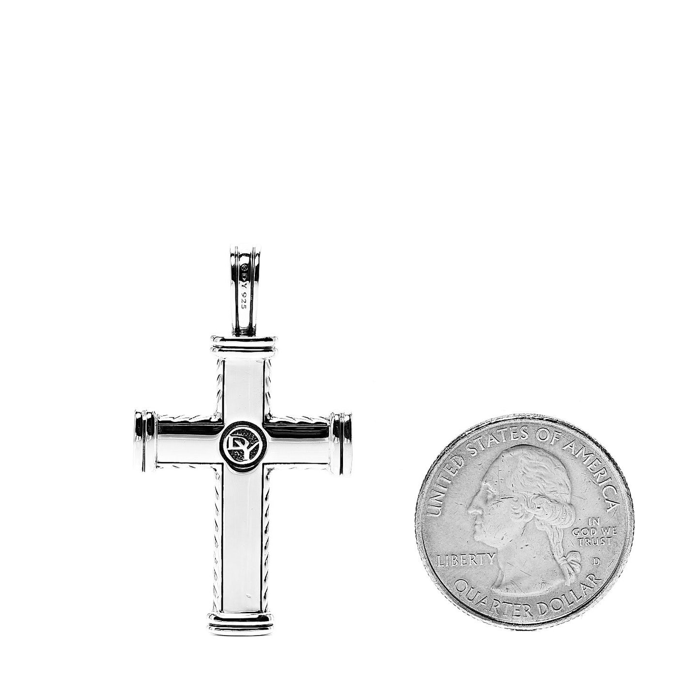 Sterling Silver Mens Chevron Cross Pendant