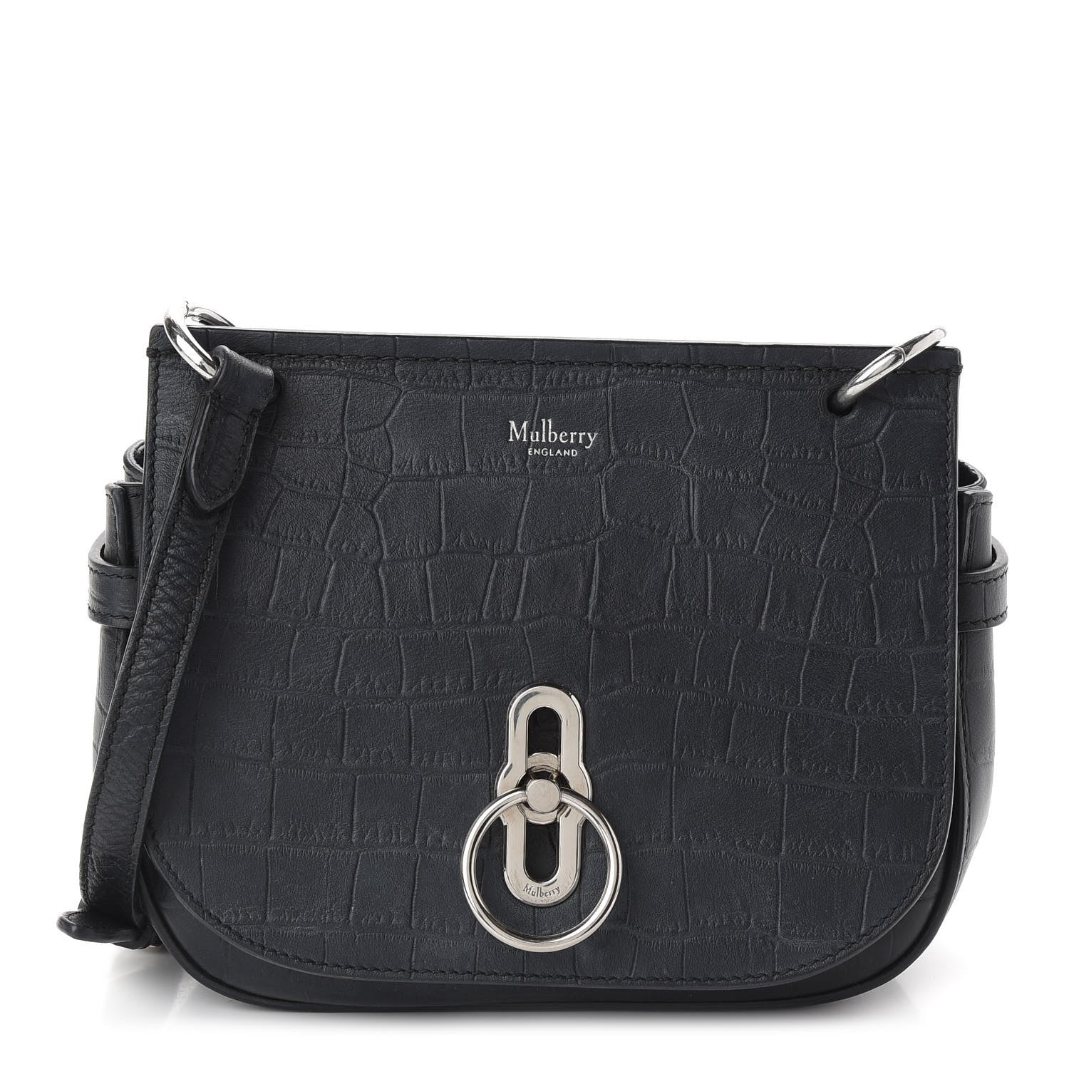 Mulberry Calfskin Crocodile Embossed Small Amberley Satchel Black 1 of 7