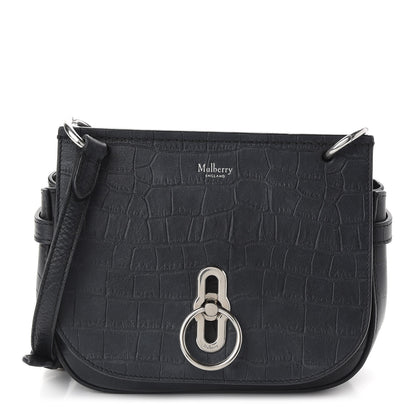 Mulberry Calfskin Crocodile Embossed Small Amberley Satchel Black 1 of 7